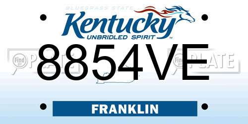 8854VE Kentucky License Plate