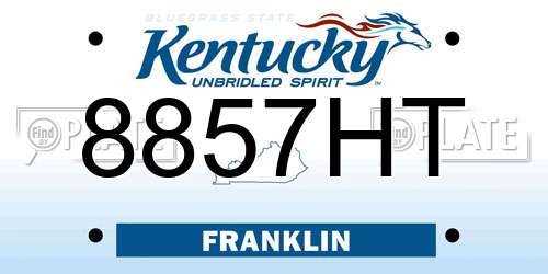 8857HT Kentucky License Plate