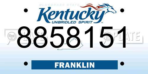 8858151 Kentucky License Plate