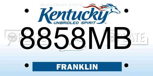 8858MB Kentucky License Plate
