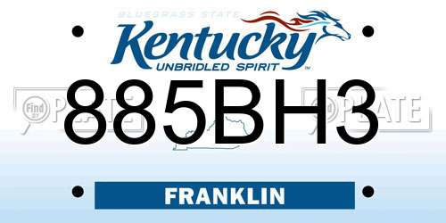 885BH3 Kentucky License Plate