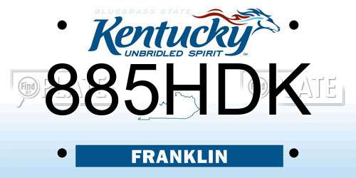 885HDK Kentucky License Plate