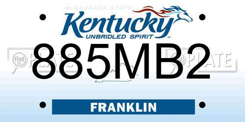 885MB2 Kentucky License Plate