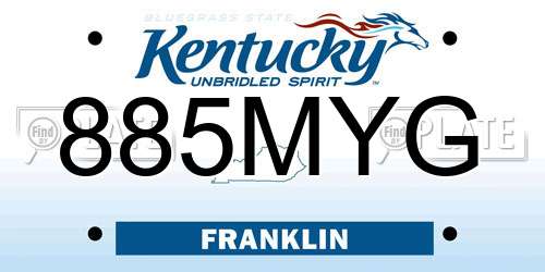 885MYG Kentucky License Plate