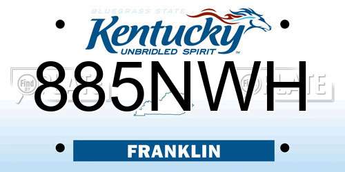 885NWH Kentucky License Plate