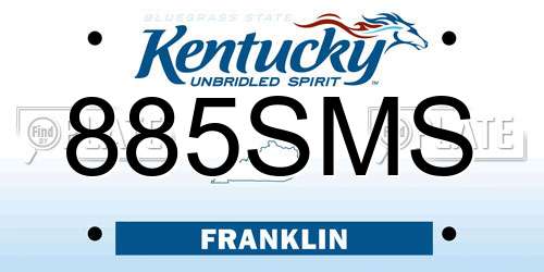 885SMS Kentucky License Plate