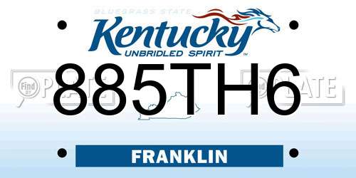 885TH6 Kentucky License Plate
