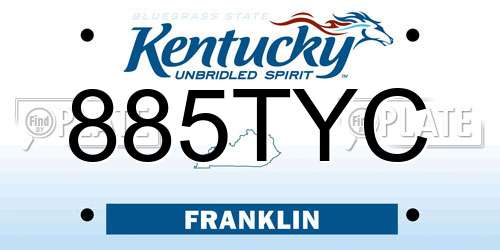 885TYC Kentucky License Plate