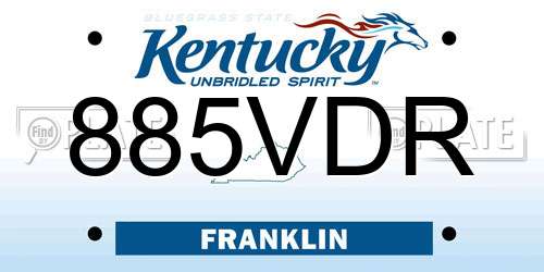 885VDR Kentucky License Plate