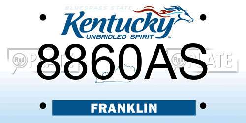 8860AS Kentucky License Plate