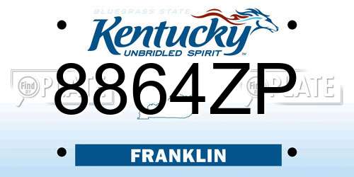 8864ZP Kentucky License Plate