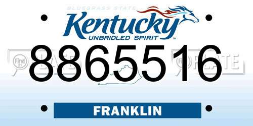 8865516 Kentucky License Plate