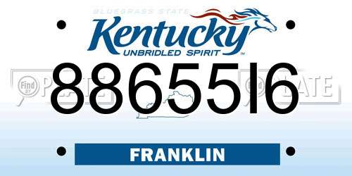 88655I6 Kentucky License Plate