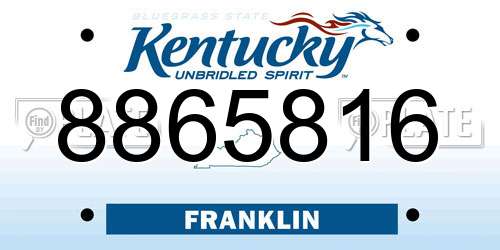 8865816 Kentucky License Plate