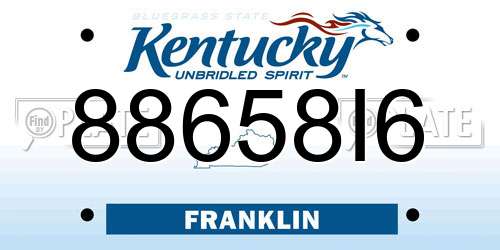 88658I6 Kentucky License Plate