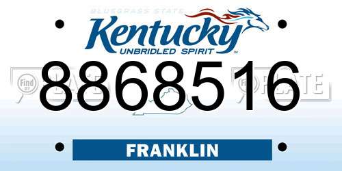 8868516 Kentucky License Plate