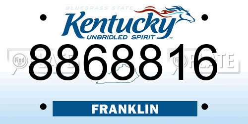 8868816 Kentucky License Plate