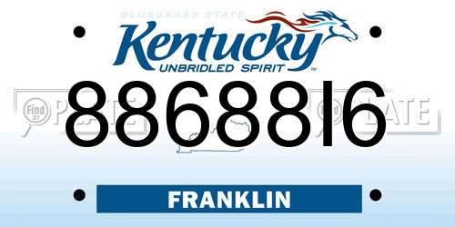 88688I6 Kentucky License Plate