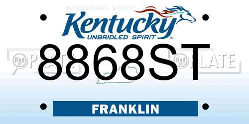 8868ST Kentucky License Plate