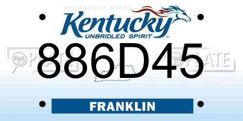 886D45 Kentucky License Plate