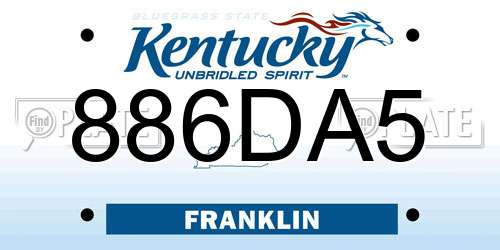 886DA5 Kentucky License Plate
