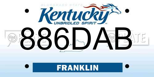 886DAB Kentucky License Plate