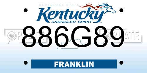 886G89 Kentucky License Plate