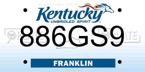 886GS9 Kentucky License Plate