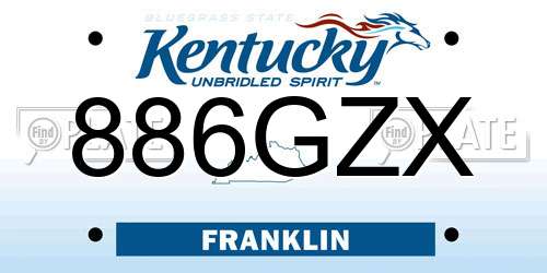 886GZX Kentucky License Plate