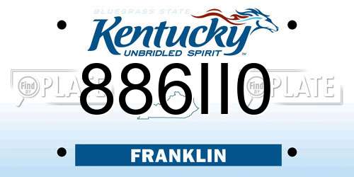 886II0 Kentucky License Plate