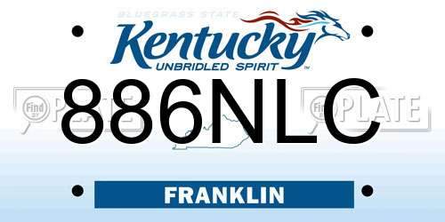 886NLC Kentucky License Plate