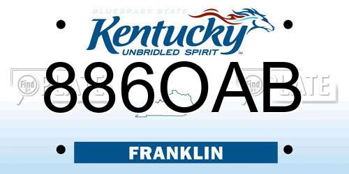 886OAB Kentucky License Plate