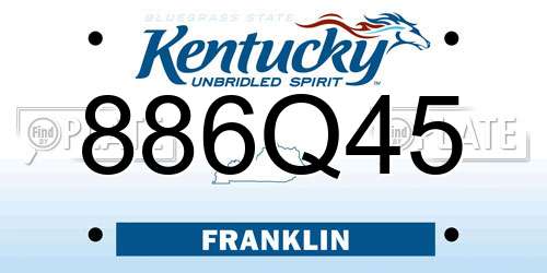 886Q45 Kentucky License Plate