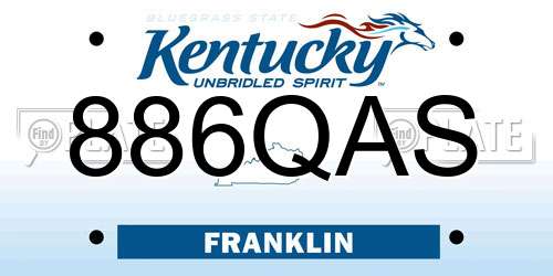 886QAS Kentucky License Plate