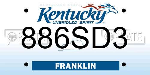 886SD3 Kentucky License Plate