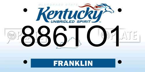 886TO1 Kentucky License Plate