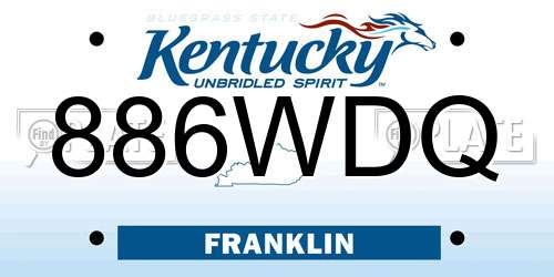 886WDQ Kentucky License Plate