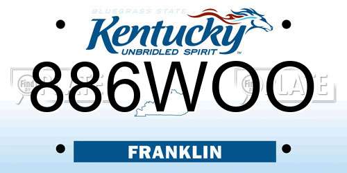 886WOO Kentucky License Plate