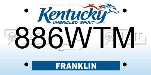 886WTM Kentucky License Plate