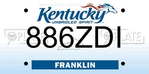 886ZDI Kentucky License Plate