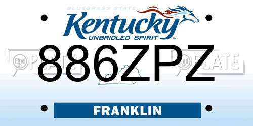 886ZPZ Kentucky License Plate
