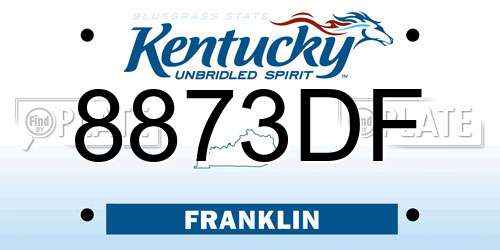 8873DF Kentucky License Plate