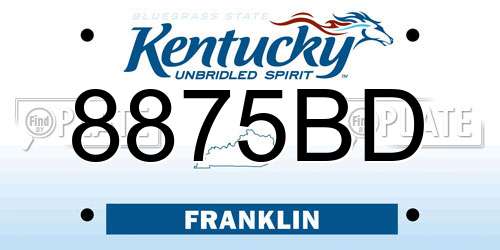 8875BD Kentucky License Plate