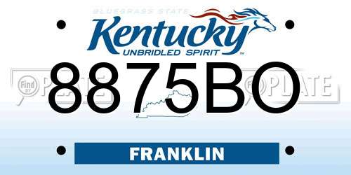 8875BO Kentucky License Plate