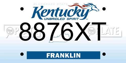8876XT Kentucky License Plate