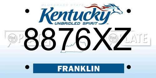 8876XZ Kentucky License Plate