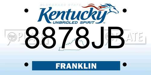 8878JB Kentucky License Plate