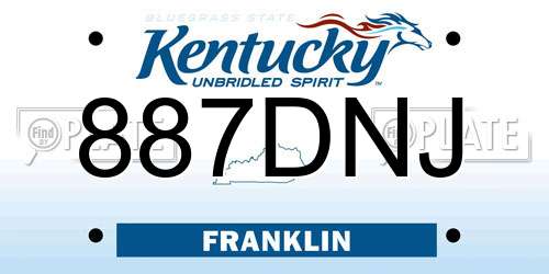 887DNJ Kentucky License Plate