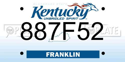887F52 Kentucky License Plate