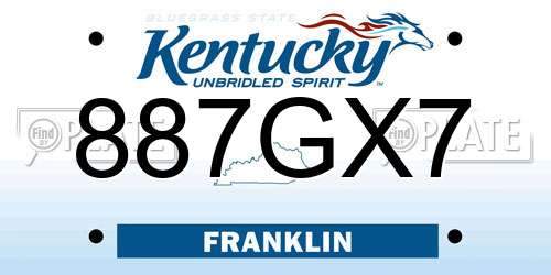 887GX7 Kentucky License Plate
